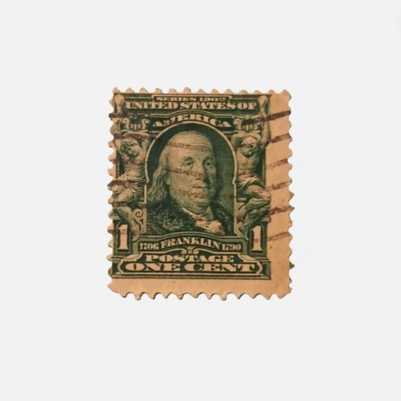 Rare Series 1902 Benjamin Franklin 1 Cent Stamp Vintage - Picture 2 of 4
